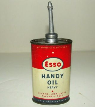 Vintage Esso Heavy Oil Can Handy Oiler 3 Oz Oval Tin