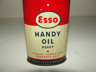 Vintage Esso Heavy Oil Can Handy Oiler 3 oz Oval Tin 2