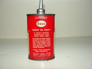 Vintage Esso Heavy Oil Can Handy Oiler 3 oz Oval Tin 4