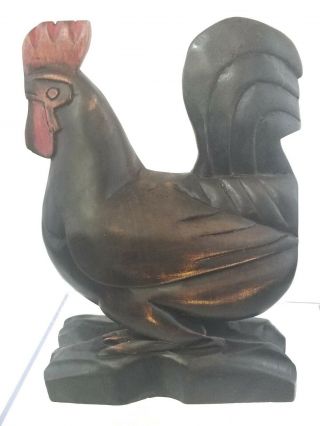 Vintage Rustic Folk Art Hand Carved Wooden Rooster Primitive Chicken Large
