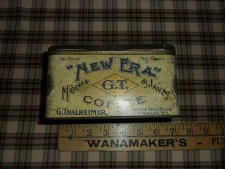 Rare Antique Tin Can Era Mocha Coffee 1lb W/hinged Lid Syracuse,  Ny.
