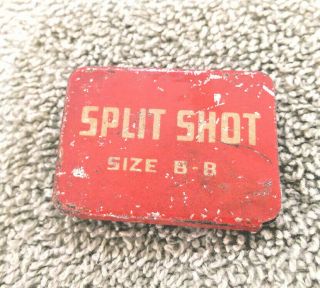 Vintage Split Shot Size B - B Red Metal Fishing Tin Slender Long Ready To Use.