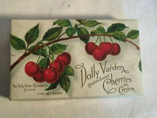1890s Antique Victorian Dolly Varden Chocolate Covered Cherries Cream Candy Box