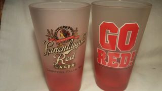 A Awesome Leinenkugel Red Lager Frosted " Go Red " Beer Glasses.  Vg