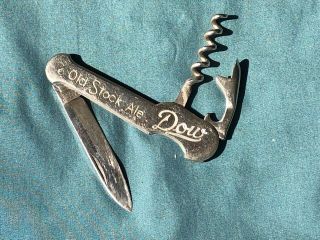 Vintage DOW Old Stock Ale Pocket Knife Bottle Opener Corkscrew 2