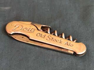 Vintage DOW Old Stock Ale Pocket Knife Bottle Opener Corkscrew 3