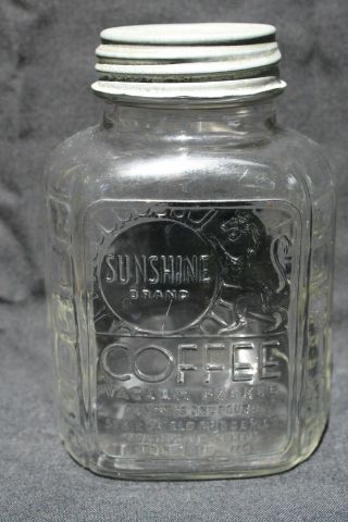 Vintage Sunshine Brand Coffee Jar With Zinc Lid