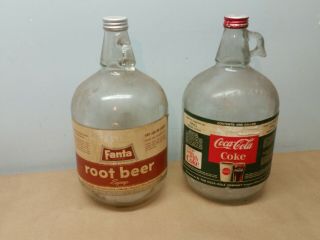 1960s Fanta Root Beer 1 Gallon Coca Cola Coke Syrup Glass Jug Bottle