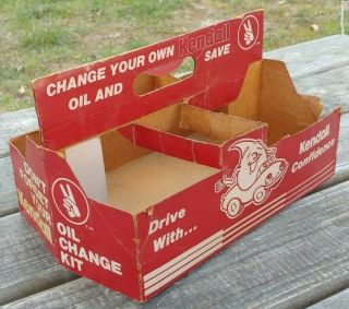 Vintage Kendall Oil " Oil Change Kit " 6 - Section Hand Carry Carton Made By Zummel
