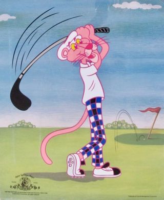 Pink Panther Playing Golf Cel Mgm United Artist Stamped Sericel Animation Art