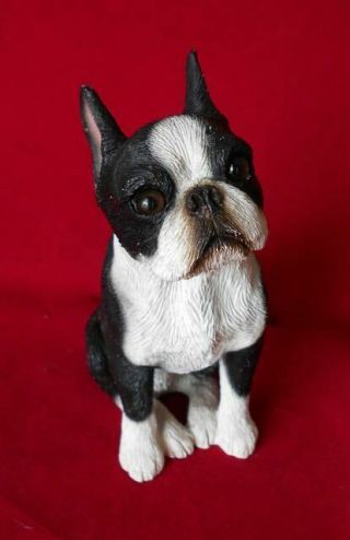 Vintage 130 Boston Terrier Dog Figurine Sandicast 5 " H Expressive Face Mid Size