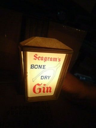 Rare Antique Seagrams Liquor Light Bar Sign Man Cave Bone Dry Gin Nib