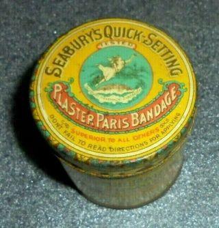 Rare Old Pre Johnson & Johnson Seabury Plaster Paris Bandage Medical Tin