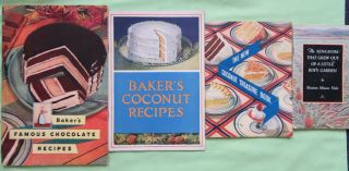 4 Vintage 1936 Bakers Chocolate 1925 & 1934 Coconut 1927 Pineapple Recipes Books