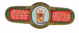 Scarce 1910s Pre - Pro Decant Message Stock Ale Neck Label