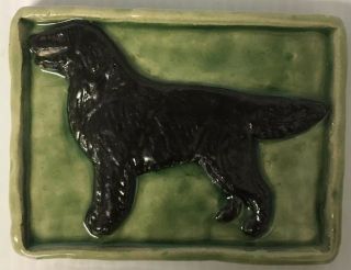 Handmade 5” X 4” Flat Coated Retriever Relief Tile 3d Collectible