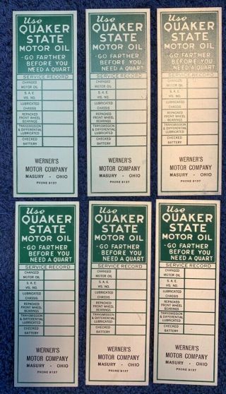 Quaker State Motor Oil Aluminum Oli Change Service Reminder Plates,  Masury Ohio