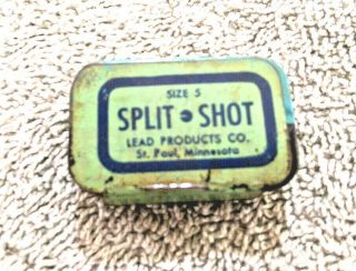 Vintage tin size 5 Split Shot Lead Products CO St,  Paul Minnesota Opens 2 finger 3