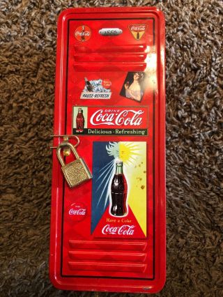 Soda Coca Cola Coke Locker Tin With Lock & Key Red Metal Container Storage Box