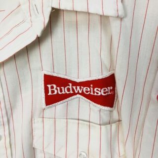 Vintage Budweiser Beer Advertising Delivery Work Shirt Uniform L 3