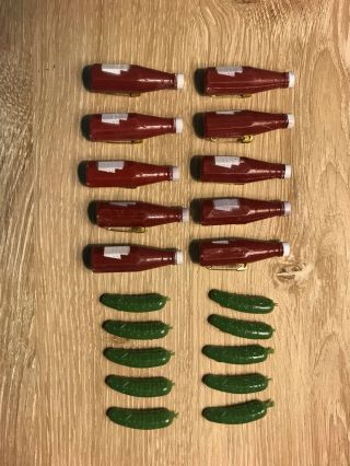10 Heinz Pickle Pins & 10 Heinz 57 Ketchup Bottle Pins,  Official Collectible (20)