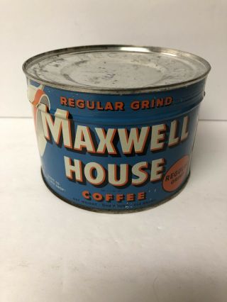 Vintage Maxwell House Coffee Tin Can Regular Grind 1lb