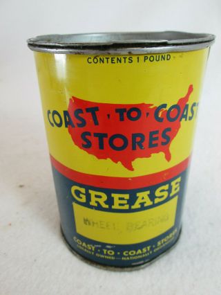 Vintage Coast to Coast Stores empty 1 lb wheel bearing grease oil metal can 3