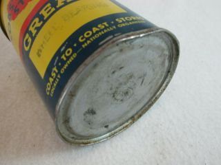 Vintage Coast to Coast Stores empty 1 lb wheel bearing grease oil metal can 5