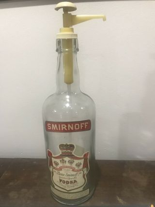 Vintage Large Smirnoff Vodka Bottle 1 Gallon Empty Huge Bottle - Pump Lid - 1960 
