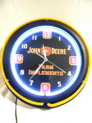John Deere Farm Implements Neon Wall Clock 15 "