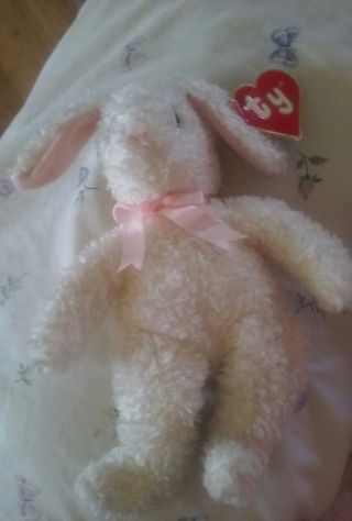 Ty BABY CURLY White Bunny Rabbit 2nd Gen VINTAGE 12 