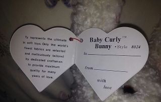 Ty BABY CURLY White Bunny Rabbit 2nd Gen VINTAGE 12 