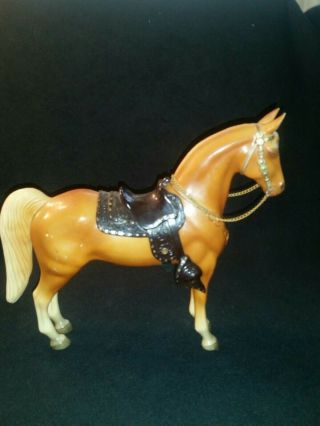 Vintage Breyer Light 57 Cream Western Horse Snap On Saddle Chain Reins 1954