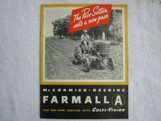 Antique Mcormick - Deering Farmall A Tractor Brochure