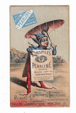 Old Trade Card James Pyle Pearline Washing Soap York Jester Parasol Umbrella
