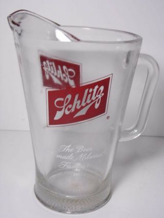 Vtg 1960s Schlitz Pitcher Beer That Made Milwaukee Famous Wisconsin Bar Barware
