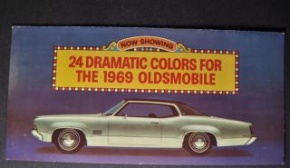 1969 Oldsmobile Paint Chip Colors Brochure Cutlass 442 98 Delta 88 Toronado Orig