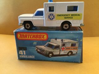 Matchbox Superfast No.  41 Ambulance Ems Label