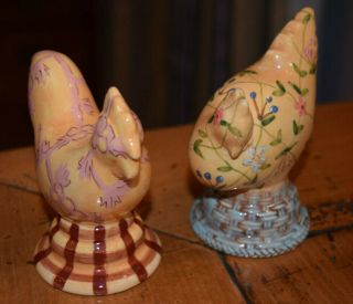Pair Tracy Porter Ceramic Chickens Adorable 2003