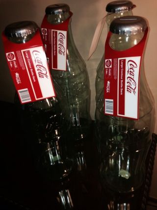 Four (4) Clear Huge Coca Cola Bottle Banks 2 Feet Tall Great Gifts
