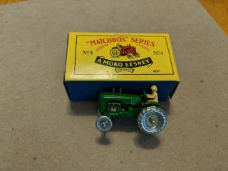 Matchbox Series No.  4 A Moko Lesney Product Green Tractor