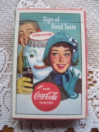 (1) Vintage 1959 Coca - Cola Playing Cards Deck Coke Couple & Snowman