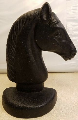 Vintage Cast Metal Black Horse Head Figure Door Stop Bookend 6 " Tall