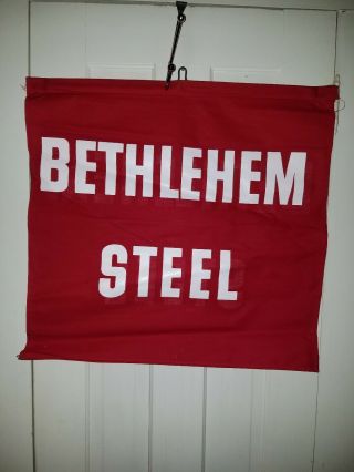 Authentic Bethlehem Steel Banner/flag Sign For Beams During Transport