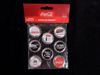 Coca Cola Bottle Cap Magnets In Packet Coke Advertising Fridge Novelty