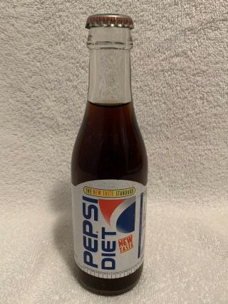 Full 180ml Pepsi - Cola Diet Paper Label Soda Bottle From England