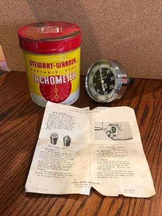 Vintage Stewart - Warner Hand Tachometer 757 - W In Tin Can