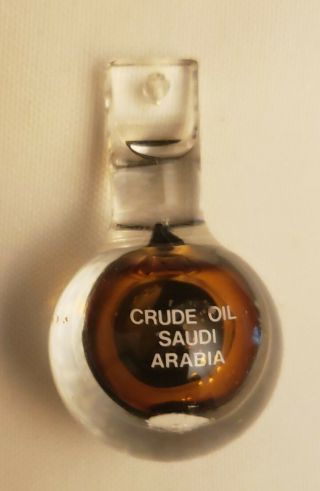 Crude Oil Drop Saudi Arabia Lucite / Acrylic Ball Pendant Fob Petroleum