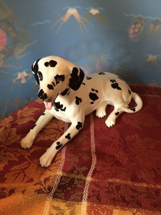 Norcrest SpOtted Figurine Black And White Dog Dalmatian Porcelain Vintage Japan 2