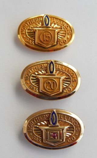 Vintage Gas Company Service Pins 10k Gold